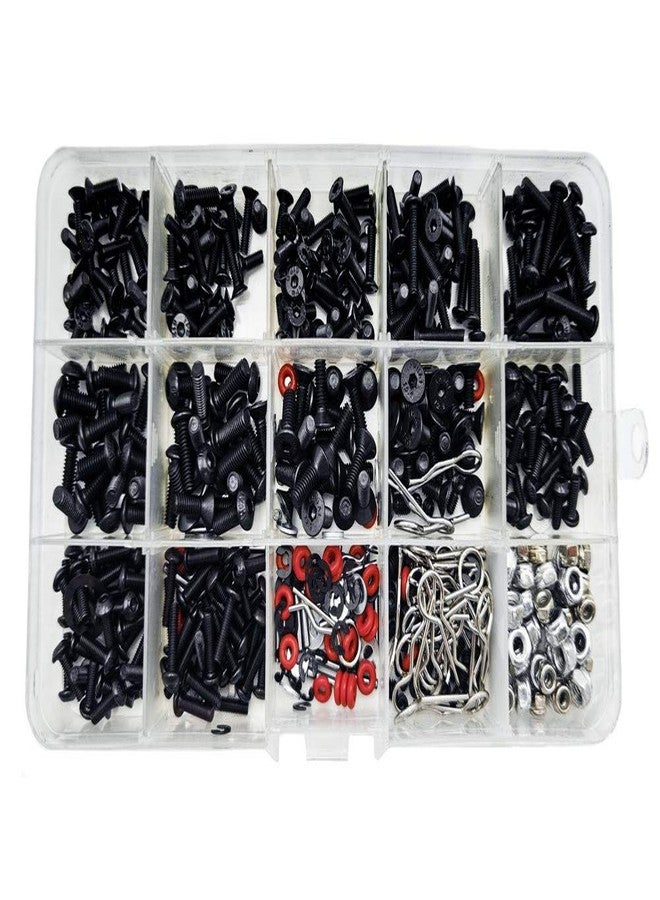 Nuofan 500pcs RC Car Screws Kits M3/M4/E Buckle/Shell Buckle/Screw Nuts/Hex Screws/Plugs RC Repair Tool Kit for HSP/Wltoys/Traxxa Scale RC Cars (500pcs) - Image 2